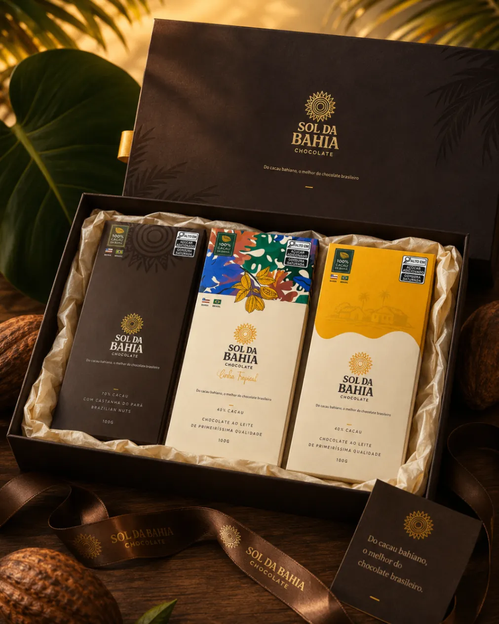 Kit Sol da Bahia em caixa de presente premium marrom